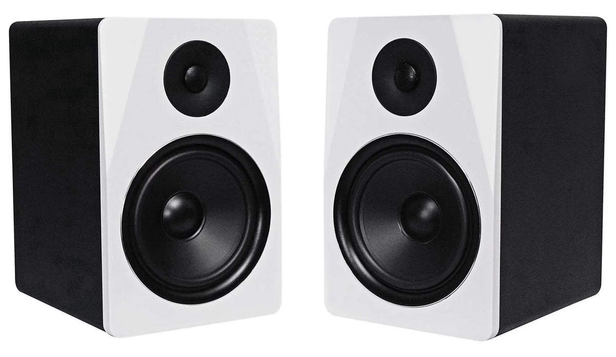 (2) Rockville APM8W 8" USB Studio Monitor Speakers+28" Black Premium Stands