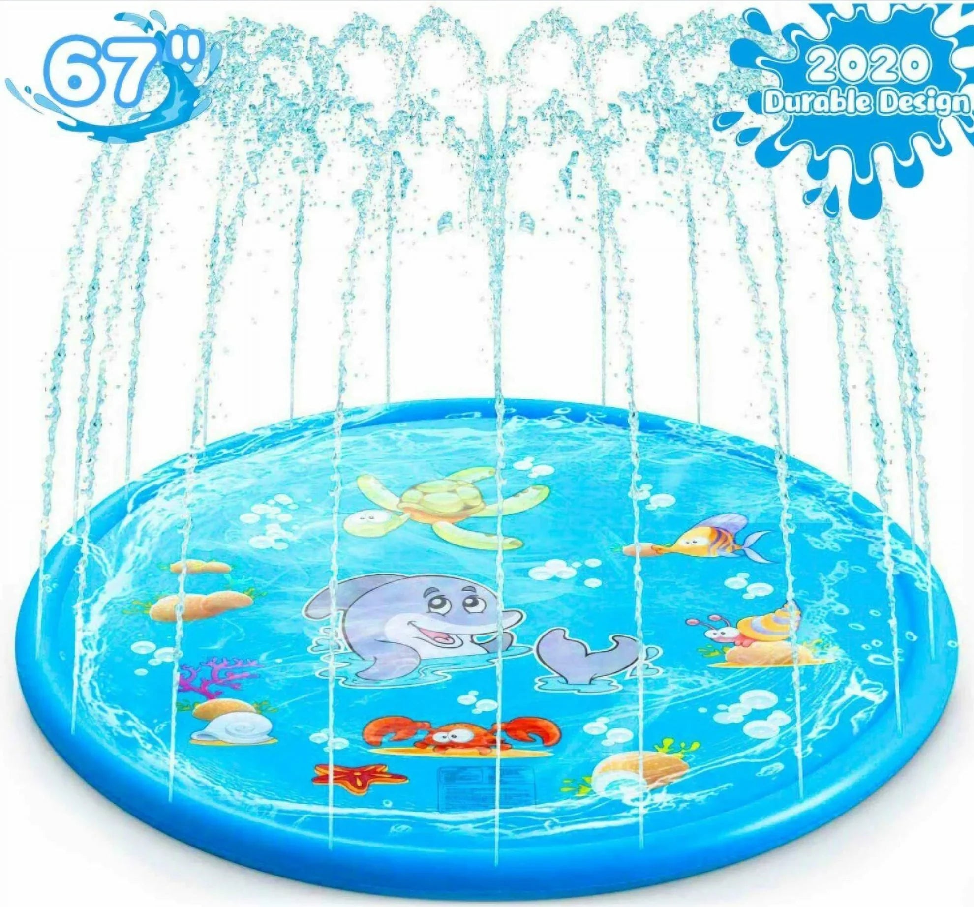 68" Water Splash Sprinkler Pad Inflated Kids Summer Play Game Mat Outdoor