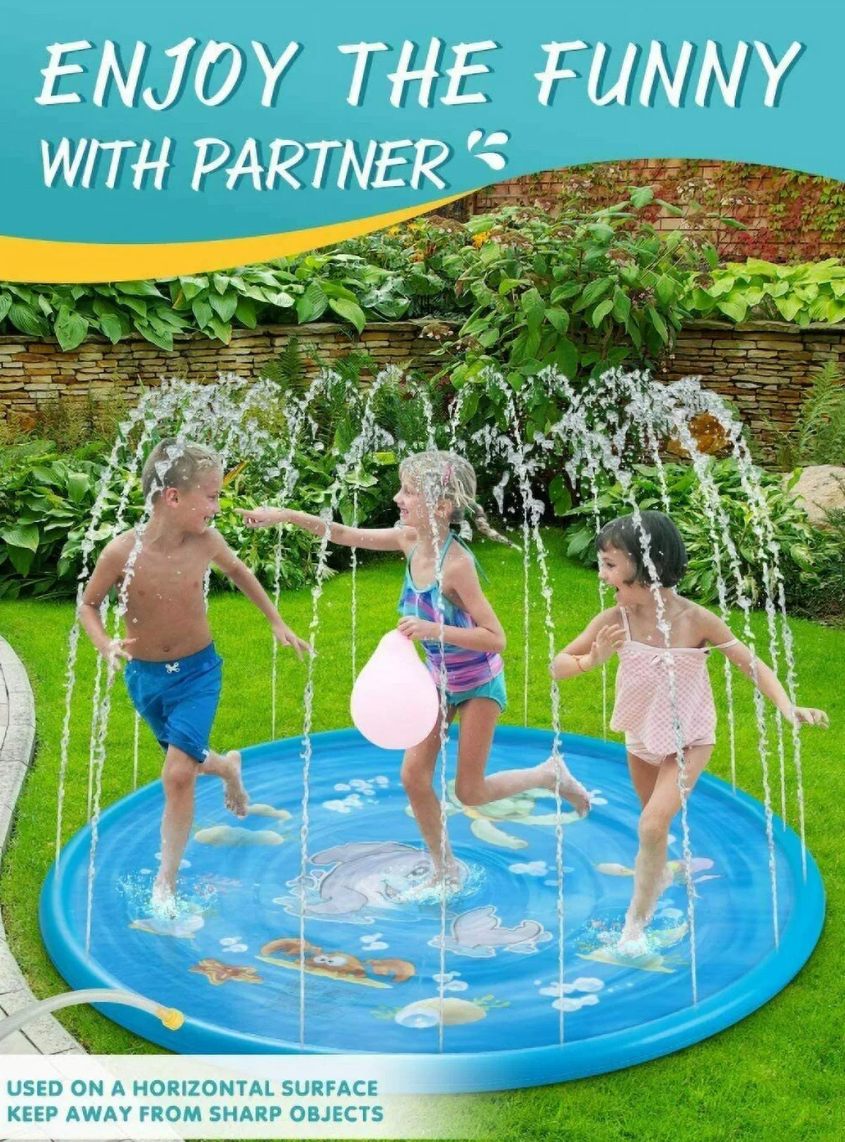 68" Water Splash Sprinkler Pad Inflated Kids Summer Play Game Mat Outdoor
